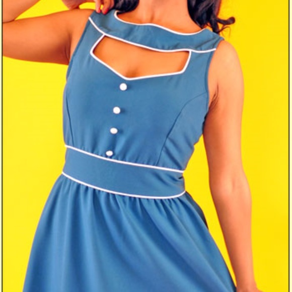 Unique Vintage Dresses & Skirts - Folter Teal Retro Dress NWT Rockabilly